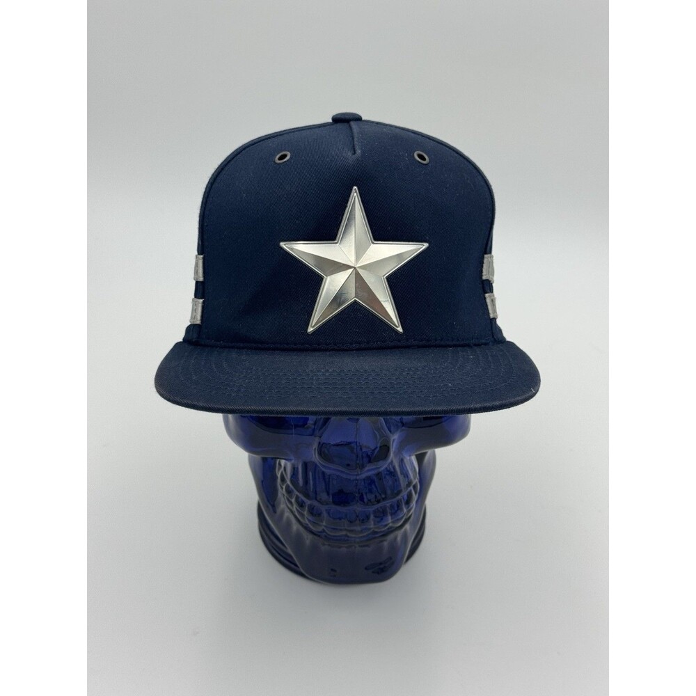 Vintage Dallas Cowboys Silver Star Double Line Snapback Hat Navy